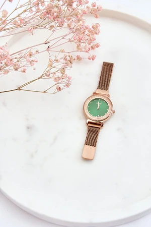 Women's watch With Green Shield ERNEST Rose Gold