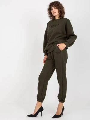 Khaki two-piece tracksuit with inscriptions