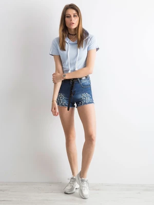 Dark blue shorts with pearls