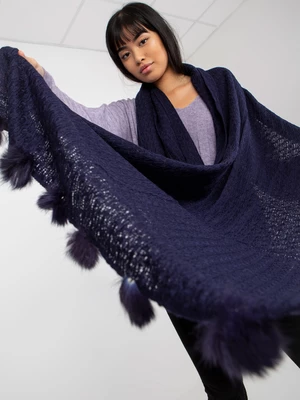 Lady's dark blue scarf with lace pattern