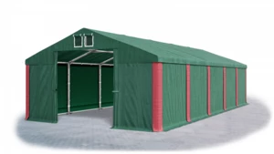 Garážový stan 6x8x3m střecha PVC 560g/m2 boky PVC 500g/m2 konstrukce ZIMA Zelená Zelená Červené,Garážový stan 6x8x3m střecha PVC 560g/m2 boky PVC 500g