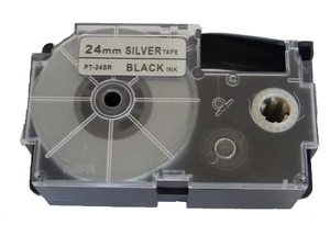 Kompatibilní páska s Casio XR-24SR1 24mm x 8m černý tisk / stříbrný podklad