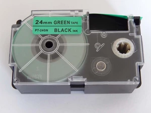 Kompatibilná páska s Casio XR-24GN1, 24mm x 8m, čierny tisk / zelený podklad