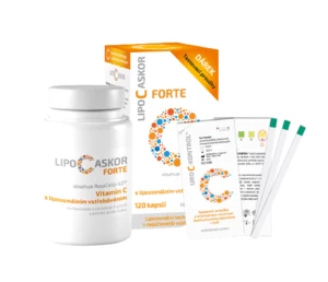 Lipo C Ascor Forte vitamín C s lipozomálnym vstrebávaním testovacie prúžky 4 ks + 120 kapsúl