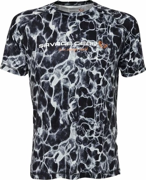 Savage Gear Tričko Night UV T-Shirt Black Waterprint XL