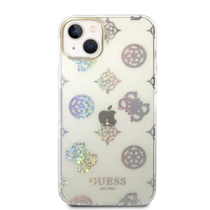 Zadní kryt Guess PC/TPU Peony Glitter pro Apple iPhone 14 Plus, bílá