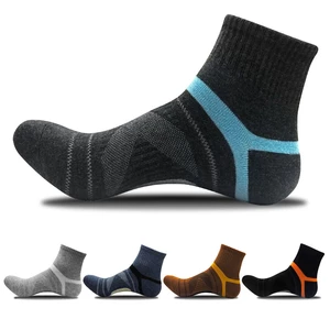 5 Pairs Man Sport Short Socks Compression Pure Cotton Striped Bike Run Outdoor Basketball Muscle Exercise Fitness Travel Socks