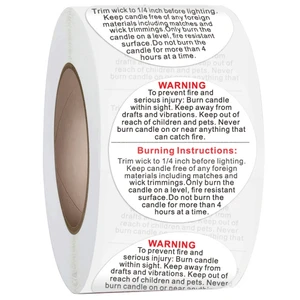 100/500pcs White Round Warning Label Sticker For Candle Jar Container Labels 25mm/38mm Wax Melting Safety Stickers