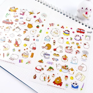 6 Sheets /Pack Cute Molang Pet DIY Decorative Stickers Diary Phone Bottle Decor Stick Label Kids Gift Stationery