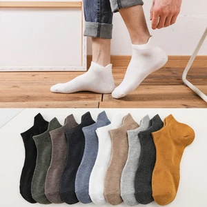 5 Pairs High Quality Spring Summer Pure Cotton Socks Men Trend Solid Color Thin Style Deodorant And Sweat Absorbent Ankle Socks