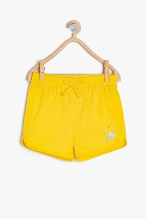 Koton Yellow Baby Girl Glitter Detailed Shorts