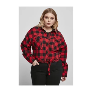 Women's short oversized shirt black/red