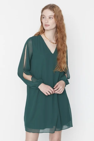 Trendyol Emerald Green Mini Chiffon Lined Woven Woven Dress