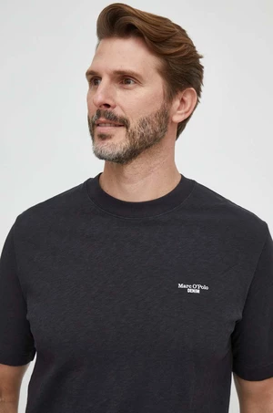 Bavlnené tričko Marc O'Polo pánsky, čierna farba, jednofarebný