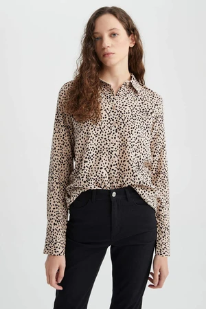 DEFACTO Regular Fit Patterned Viscose Shirt