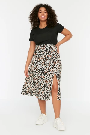 Trendyol Curve Beige Slit Woven Skirt