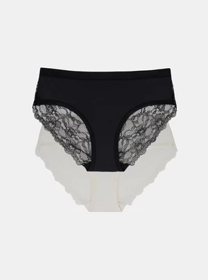 Set of two lace panties in white and black DORINA - Ladies