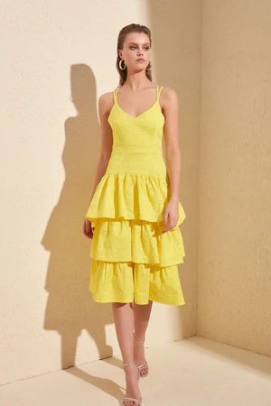 Trendyol Yellow Textured Back Detailed Dress