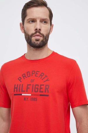 Tričko Tommy Hilfiger oranžová barva, s potiskem