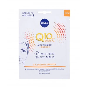 Nivea Q10 Plus C 10 Minutes Sheet Mask 1 ks pleťová maska pre ženy na veľmi suchú pleť; výživa a regenerácia pleti; na unavenú pleť; proti vráskam