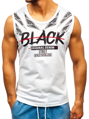 Tricou tank top cu imprimeu alb Bolf 14271