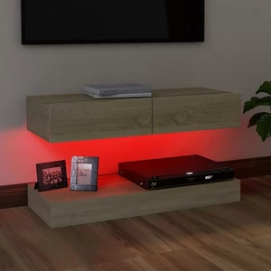TV Cabinet with LED Lights Sonoma Oak 35.4"x13.8"