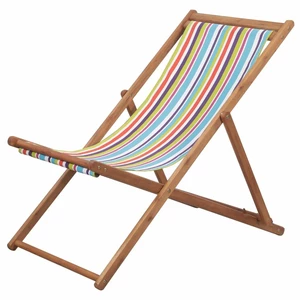 Folding Beach Chair Fabric and Wooden Frame Multicolor