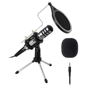 YX-3Wired Microphone HiFi Noise Reduction Microphone with Stable Tripod with Shockproof Net Anti-Skid Rubber Bracket M