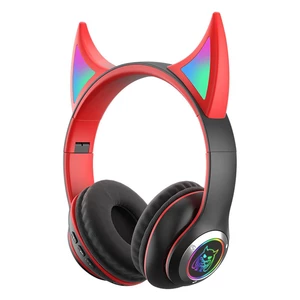 CR STN-29 Devil's Horn Headset Wireless BT5.0 HIFI Stereo Sound IPX5 Noise-Canceling Colorful RGB Backlit Over-Ear Headp
