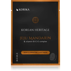 KORIKA Korean Heritage Jeju Mandaring & Vitamin B-C-E Complex Skin Illuminating Sheet Mask rozjasňujúca plátienková maska Jeju mandarin & vitaminc B-C