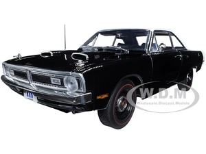 1970 Dodge Dart Swinger 340 Black with White Vinyl Top and White Tail Stripe Limited Edition to 536 pieces Worldwide 1/18 Diecast Model Car by ACME