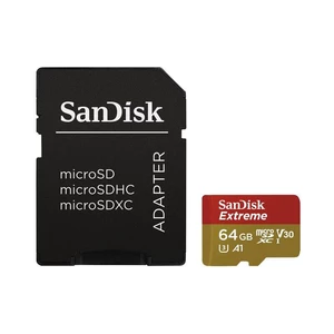 Pamäťová karta SanDisk Micro SDXC Extreme 64GB, pro akční kamery, UHS-I U3 (160R/60W) + adapter (SDSQXA2-064G-GN6AA) pamäťová karta microSD • kapacita