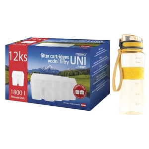 Filter na vodu Maxxo UNI 12 ks + sportovní láhev filtre na vodu + športová fľaša • systémy LAICA BiFlux, Brita Maxtra, BWT • jednorazové použitie • ka