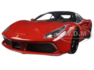 Ferrari 488 GTB Red with Black Top "Signature Series" 1/18 Diecast Model Car by Bburago