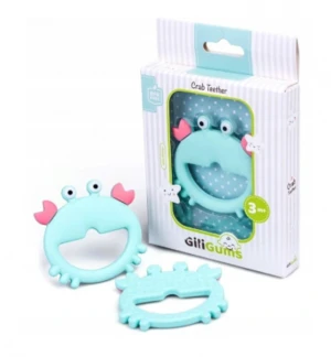 GiliGums Dětské silikonové kousátko Crab Teether, 3m+, 1 ks, mátový