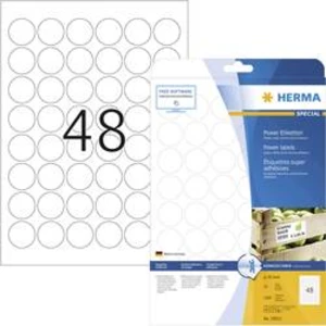 Herma 10915 etikety Ø 30 mm papír bílá 1200 ks permanentní Etikety lepící, univerzální etikety inkoust, laser, kopie 25 Blatt A4