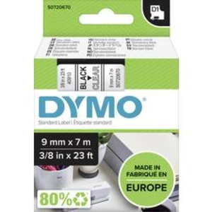 Páska do štítkovače DYMO 40910 (S0720670), 9 mm, D1, 7 m, černá/transp.