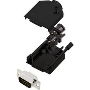 Sada D-SUB kolíkové lišty encitech DTZK09-BK-HDP15-K, 180 °, pólů 15, pájecí kalíšek, 1 ks