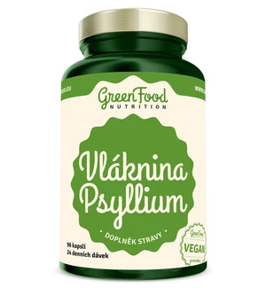 Vláknina Psyllium - GreenFood Nutrition, 96 kapsúl,Vláknina Psyllium - GreenFood Nutrition, 96 kapsúl