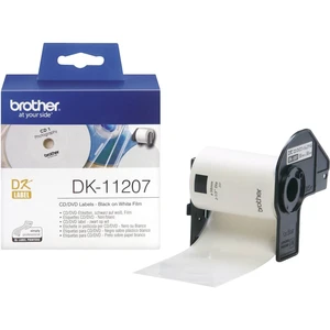 Brother DK-11207 etikety v roli Ø 58 mm fólia biela 100 ks permanentné DK11207 štítky CD, DVD etikety