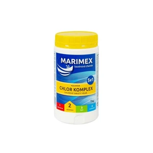 Bazénová chémia Marimex Chlor Komplex 5v1 1kg multifunkční tablety • určeny do bazénů a vířivek • pět účinků: dezinfekce, prevence proti řasám, vločko