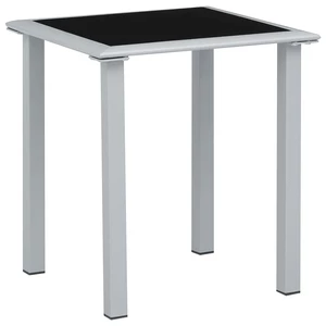 Garden Table Black and Silver 16.1"x16.1"x17.7" Steel and Glass