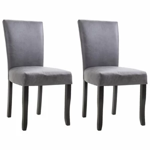 Dining Chairs 2 pcs Gray Faux Suede Leather