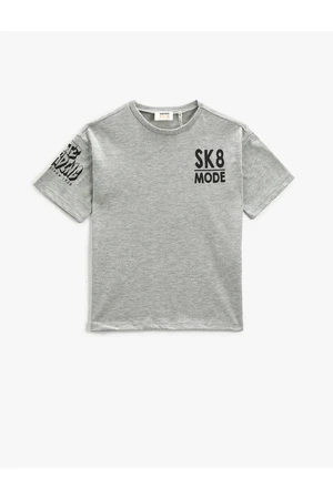 Koton Short Sleeve T-Shirt with a Crew Neck Printed on the Back