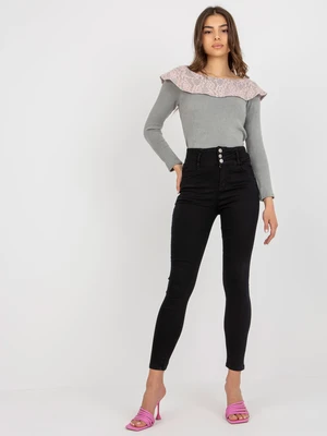 Black denim jeans with high waist