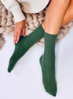 Zelené hřejivé dámské ponožky