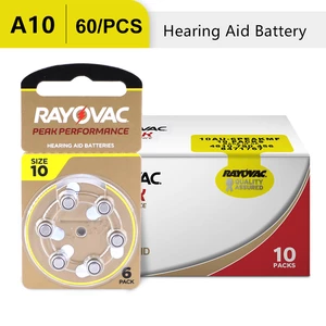60PCS Hearing Aid Battery A10 RAYOVAC PEAK Zinc Air Batteries For BTE CIC Hearing Aid Sound Amplifier Battery Dropshipping