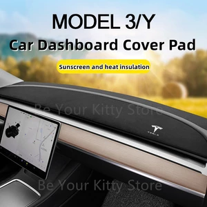 Flannel Car Dashboard Cover Pad For Tesla Model 3 Y Non-slip Protector Mat Sunshade Anti-UV Tesla Model Y 2023 Car Accessories