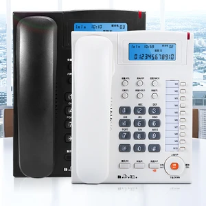 Corded Telephone Black, White, Home Business Landline Phone with FSK/DTMF Caller ID, Adjustable Brightness, 10 Memory Storages