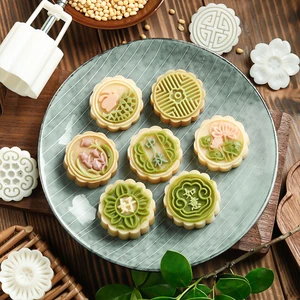 1Pcs Moon Cake Pastry Mold Plastic Moon Cake Shape Stamp Square, Round DIY Decorative Bakeware Hand Press Kitchen Baking Tools